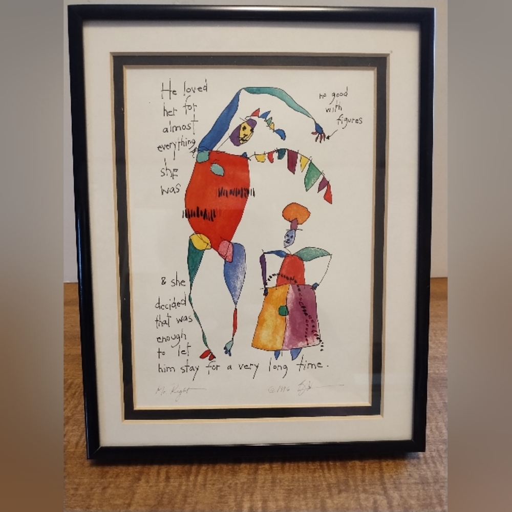 Brian Andreas colorful Abstract Art Print in Black Frame "Mr. Right"